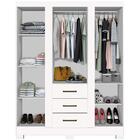 Guarda Roupa 4 Portas 3 Gavetas Solteiro Branco Ártico Cosmos