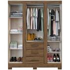 Guarda Roupa 4 Portas 3 Gavetas Solteiro Nogal Cosmos Zanzini