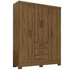 Guarda Roupa 4 Portas 3 Gavetas Solteiro Nogal Cosmos Zanzini