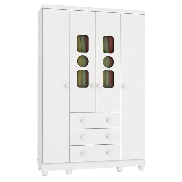 Guarda Roupa 4 Portas 3 Gavetas Tedy Peroba