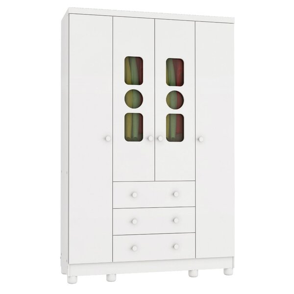 Guarda Roupa 4 Portas 3 Gavetas Tedy Peroba