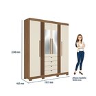 Guarda-roupa 4 Portas 4 Gavetas Com Espelho E Pés Mdp Aurora