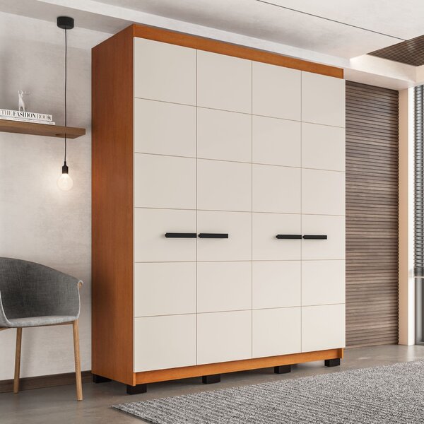 Guarda Roupa 4 Portas 4 Gavetas Lisboa Freijo/creme