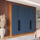 Guarda Roupa 4 Portas 4 Gavetas Móveis Valência Freijó/azul