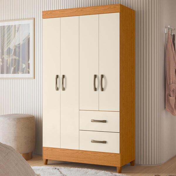Guarda Roupa 4 Portas Cancun Cinamomo Off White