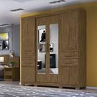 Guarda Roupa 4 Portas Com Espelho 4 Gavetas Castanho