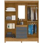 Guarda Roupa 4 Portas Com Espelho 8314 Branco Rosa Moval