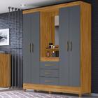 Guarda Roupa 4 Portas Com Espelho 8314 Branco Rosa Moval