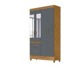 Guarda Roupa 4 Portas Com Espelho Madri Freijó Cinza 852031