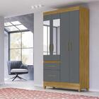 Guarda Roupa 4 Portas Com Espelho Madri Freijó Cinza 852031