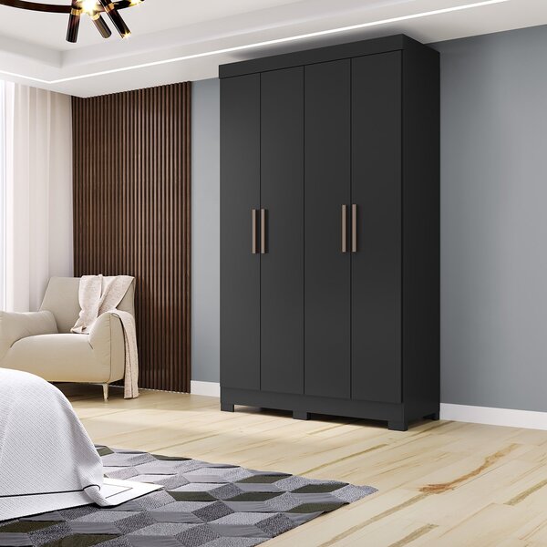 Guarda Roupa 4 Portas Com Pés Paris Espresso Móveis Preto
