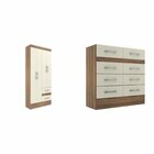 Guarda-roupa 4 Portas E 2 Gavetas E Cômoda 8 Gavetas Castanho