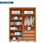 Guarda-roupa 4 Portas E 3 Gavetas Com Vidro Reflecta New Cent