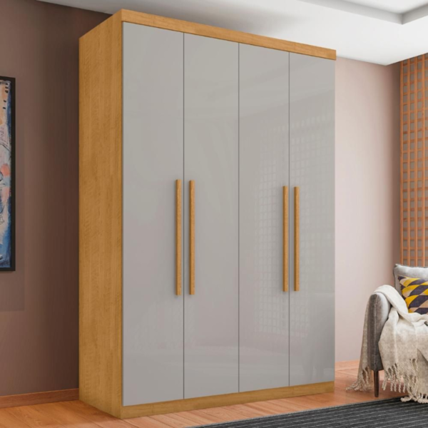 Guarda Roupa 4 Portas E 4 Gavetas Lages Naturalle Off White