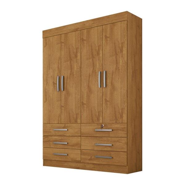 Guarda Roupa 4 Portas E 6 Gavetas Trade Freijó Dourado