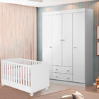 Guarda Roupa 4 Portas E Berço 2 Em 1 Elisa - Phoenix Baby