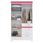 Guarda Roupa 4 Portas Eren Flex Branco Rosa Azul Lilás