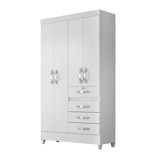 Guarda Roupa 4 Portas Eren Flex Branco Rosa Azul Lilás