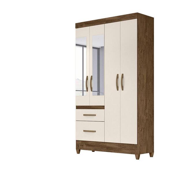 Guarda Roupa 4 Portas Madri Castanho Wood Off White 852030