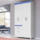 Guarda Roupa 4 Portas Matt Flex Branco Rosa Azul Lilás