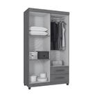 Guarda Roupa 4 Portas Narandiba Nature Grafite Perolizado