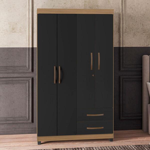 Guarda Roupa 4 Portas Narandiba Nature Grafite Perolizado