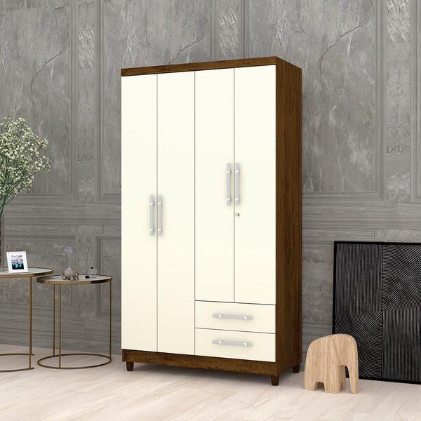 Guarda Roupa 4 Portas Opala Imbuia Champanhe