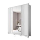 Guarda Roupa 4 Portas Ripado Com Espelho Patna Branco Fosco