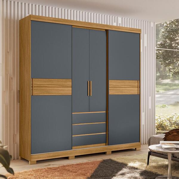 Guarda Roupa 4 Portas Salvador Freijó Cinza