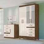 Guarda Roupa 4 Portas Sobral Castanho Wood Off White 870030