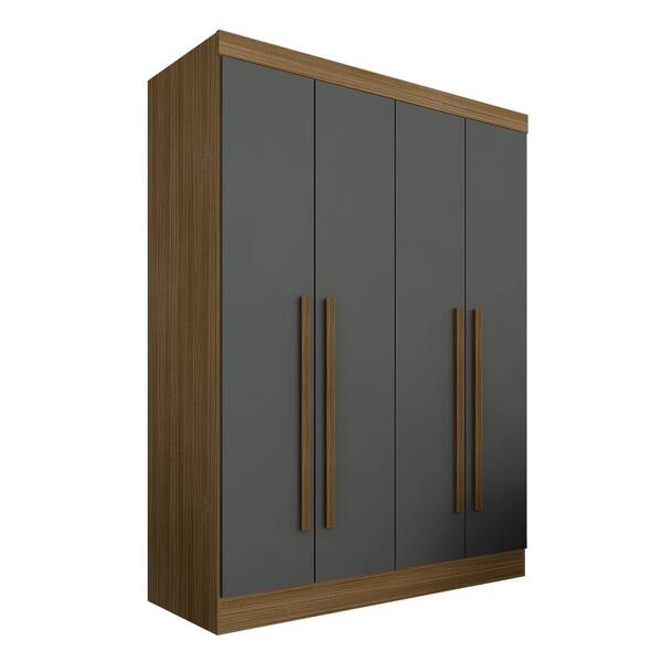 Guarda Roupa 4 Portas Solteiro Mayra Boreal/grafite - Móveis