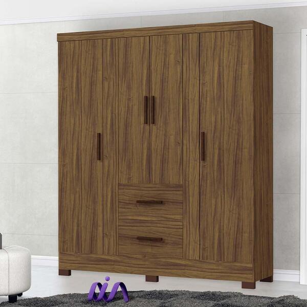 Guarda Roupa 4 Portas Solteiro Nogal New Primordial Zanzini