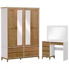 Guarda Roupa 4 Pt Com Espelho E Penteadeira Com Led Mdf/madei