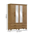 Guarda Roupa 4p 4g Espelho Madeira Maciça 168 Cm 2252 Milani