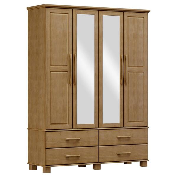 Guarda Roupa 4p 4g Espelho Madeira Maciça 168 Cm 2252 Milani