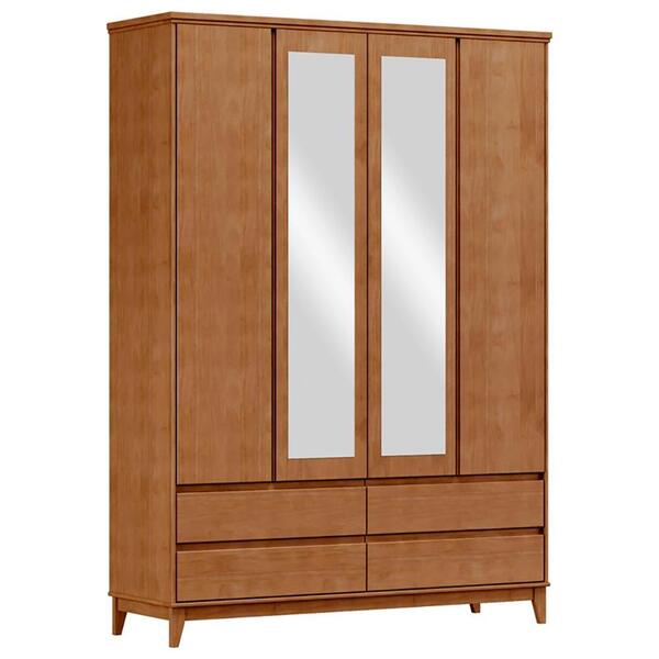 Guarda Roupa 4p 4g Espelho Mdf 160 Cm 2813 Milani Store
