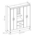 Guarda Roupa 4p Essen Ébano