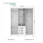 Guarda Roupa 5 Portas 3 Gavetas Star 5.3 Com Pés - Pr Móveis