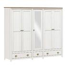 Guarda Roupa 5 Portas E 3 Gavetas Em Madeira - Branco/teca