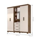 Guarda Roupa 5 Portas Milford Com Espelho Castanho Wood Bauni