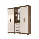 Guarda Roupa 5 Portas Milford Com Espelho Castanho Wood Bauni