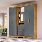 Guarda Roupa 5 Portas Milford Com Espelho Freijó Cinza