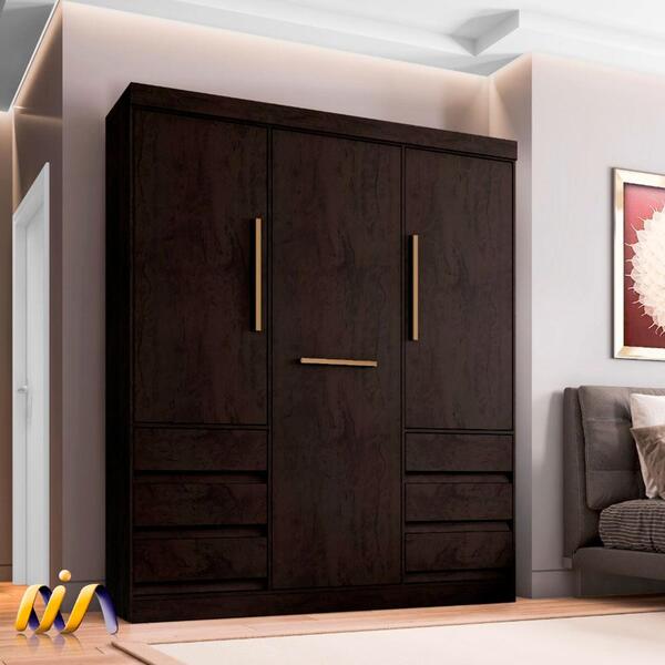 Guarda Roupa 6 Gavetas 3 Portas Café 7702094 Araplac