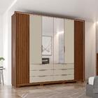 Guarda Roupa 6 Gavetas Ripado Com Espelho Veyron Havana Off W