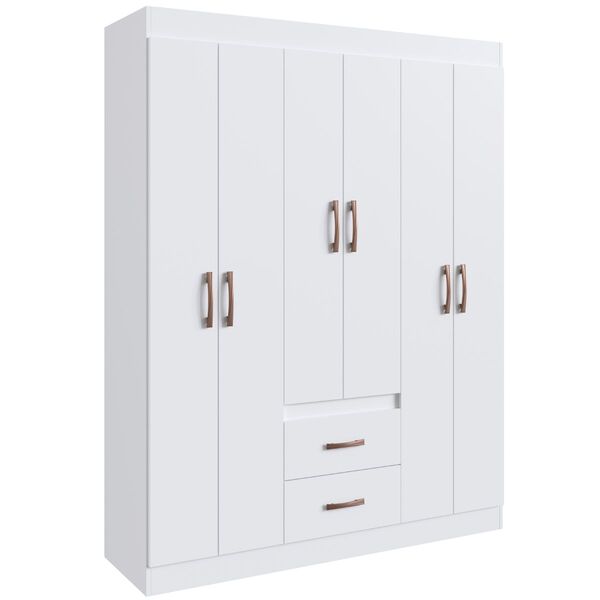 Guarda Roupa 6 Portas 02 Gavetas Montevideu- Cor  Branco