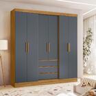 Guarda Roupa 6 Portas 197cm Freijó Cinza Clementine Shop Jm