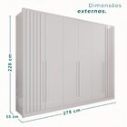 Guarda-roupa 6 Portas 1 Gaveta Anápolis Ripado 100% Mdf Branc