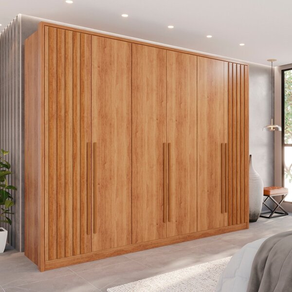 Guarda-roupa 6 Portas 1 Gaveta Anápolis Ripado 100% Mdf Cinam