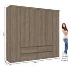 Guarda-roupa 6 Portas 250cm X 230cm X 55cm Nobre Rustic