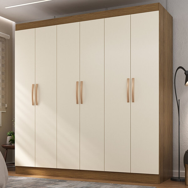 Guarda-roupa 6 Portas 2 Gavetas Alba Multimóveis Cr4146 Nogue